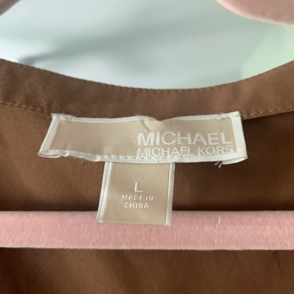 Michael Kors bronze blouse with gold zipper detail women’s large EUC - Picture 3 of 3